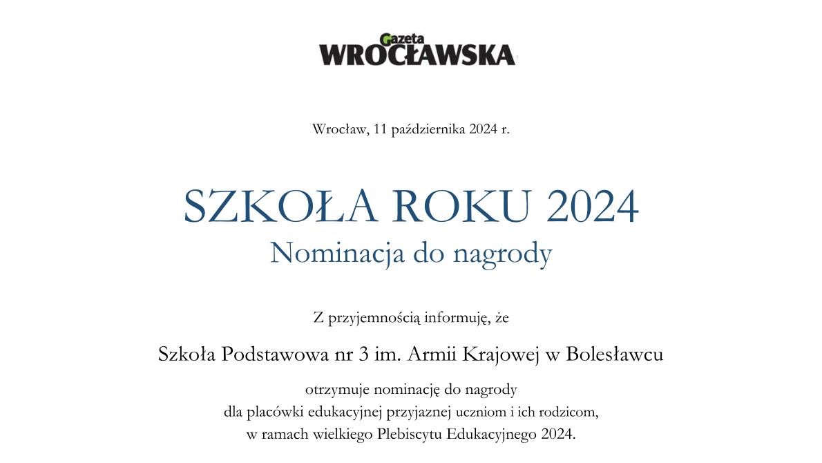 Nominacje - ważna informacja z redakcji Gazety Wrocławskiej