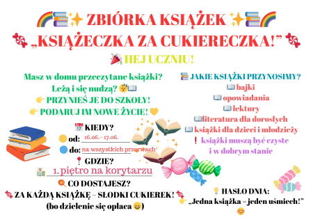 „Książeczka za cukiereczka!” - szkolna zbiórka książek
